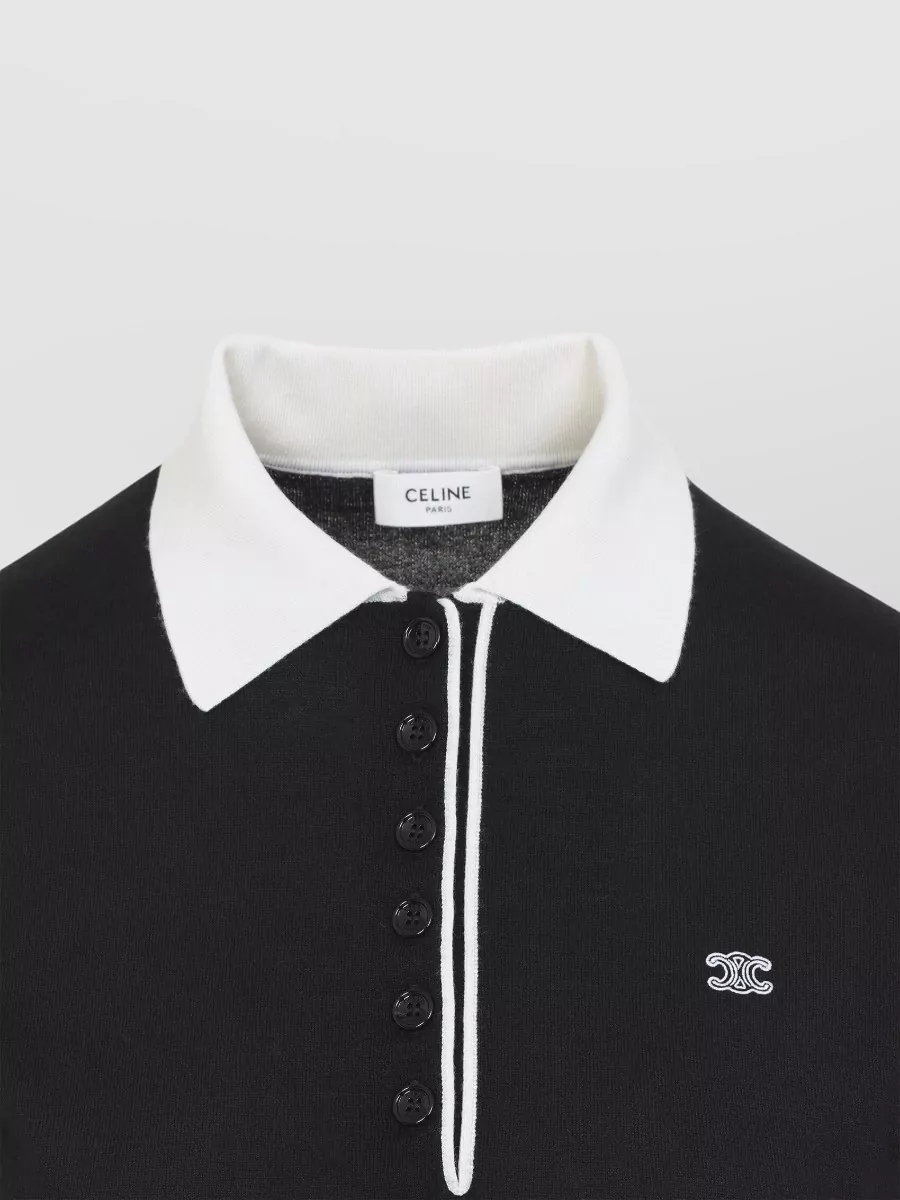 Celine Cashmere Silk Polo Knit Top
