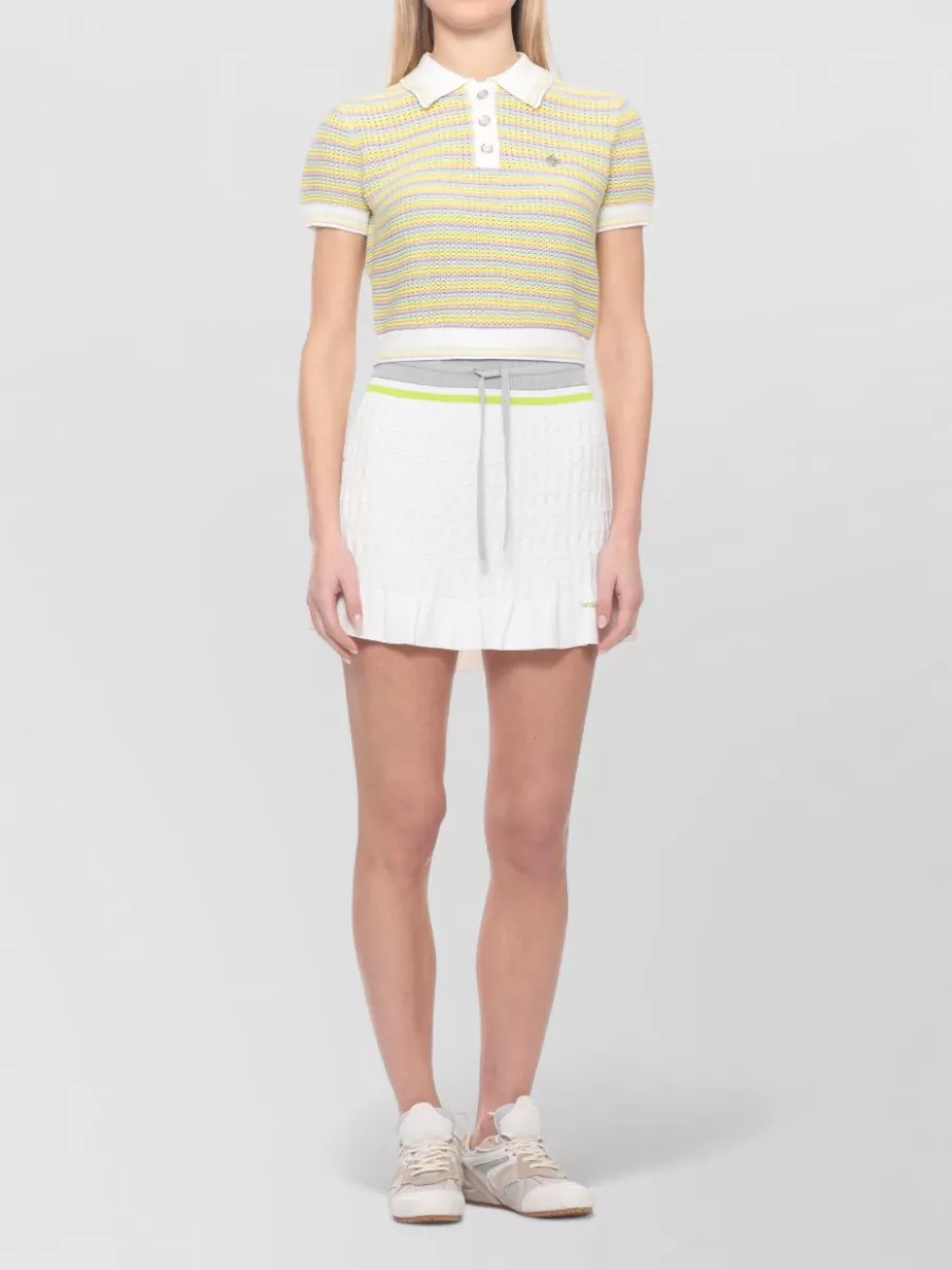 Casablanca Striped Cotton Short-Sleeve Polo Shirt