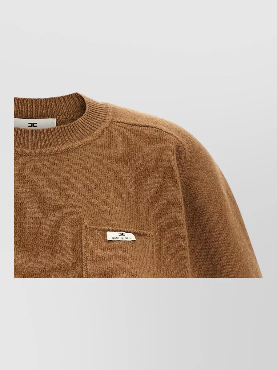 Elisabetta Franchi cashmere wool ribbed cropped short-sleeve jumper