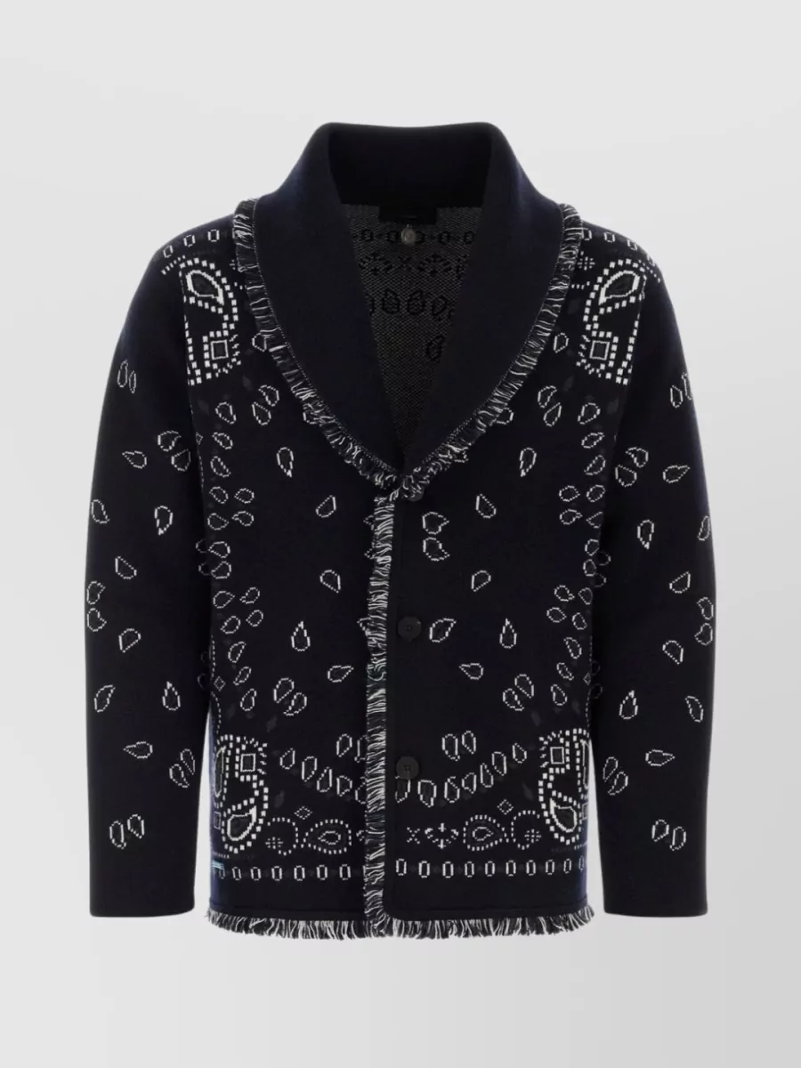 Shop Alanui Bandana Embroidered Cashmere Cardigan In Black