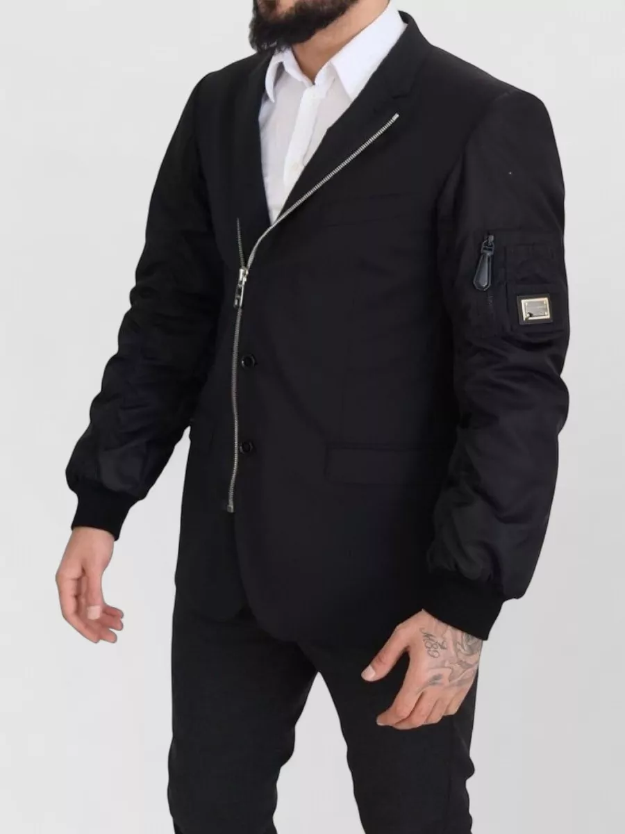 Dolce&Gabbana Asymmetric Zip Wool Suit Jacket