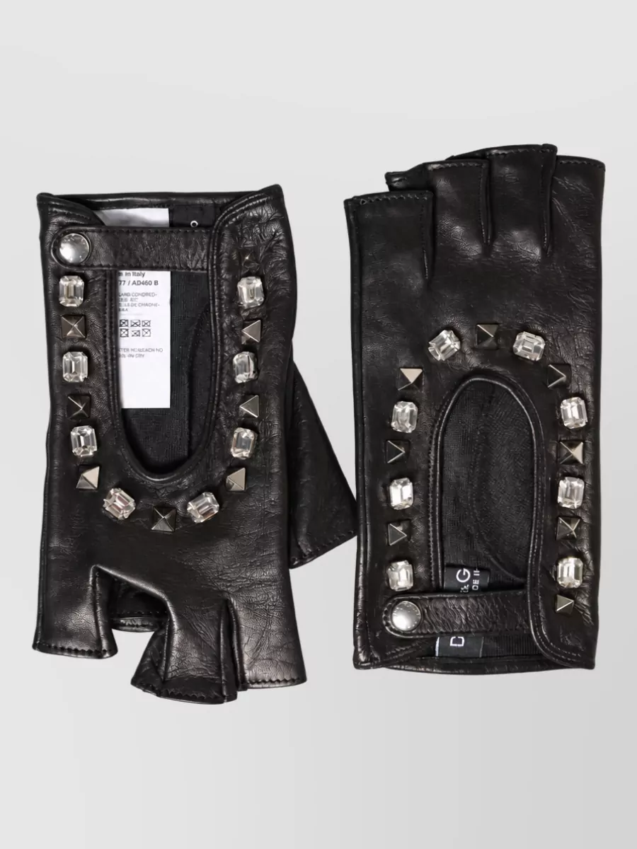 Dolce&Gabbana embellished leather wrist-length gloves