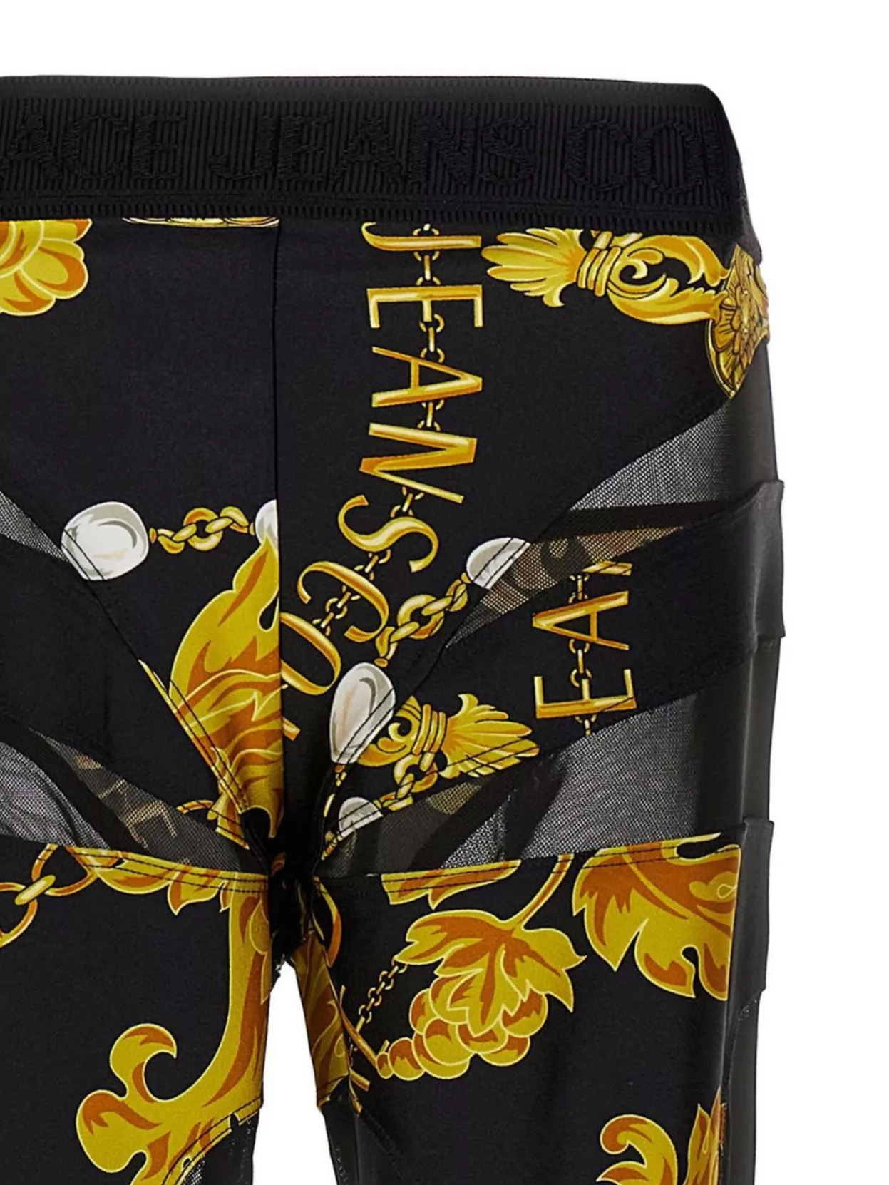 Versace Jeans Couture Leggings With Baroque Print And Mesh Panels