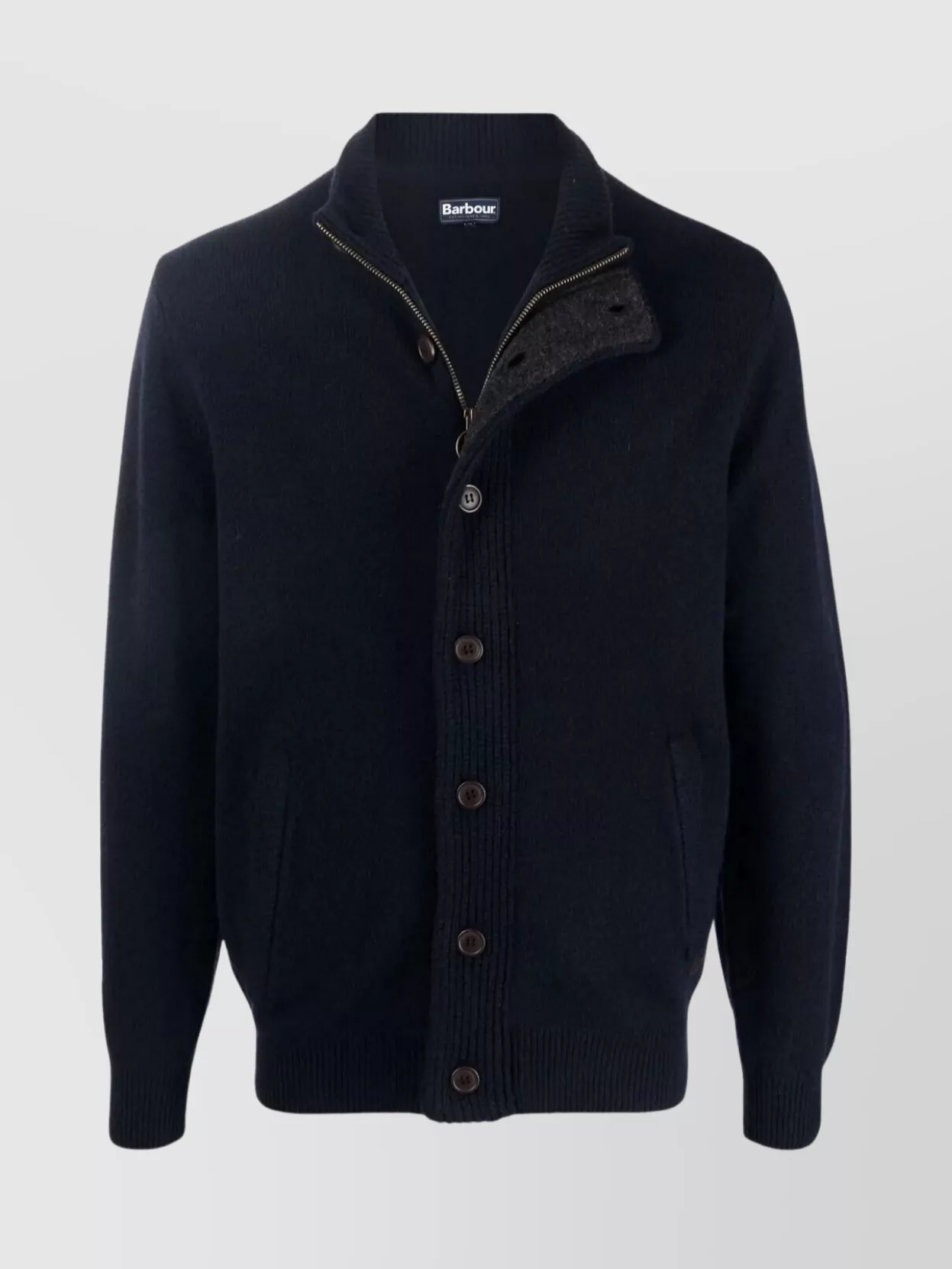 Barbour Ribbed Knitwear With Zip And Pockets