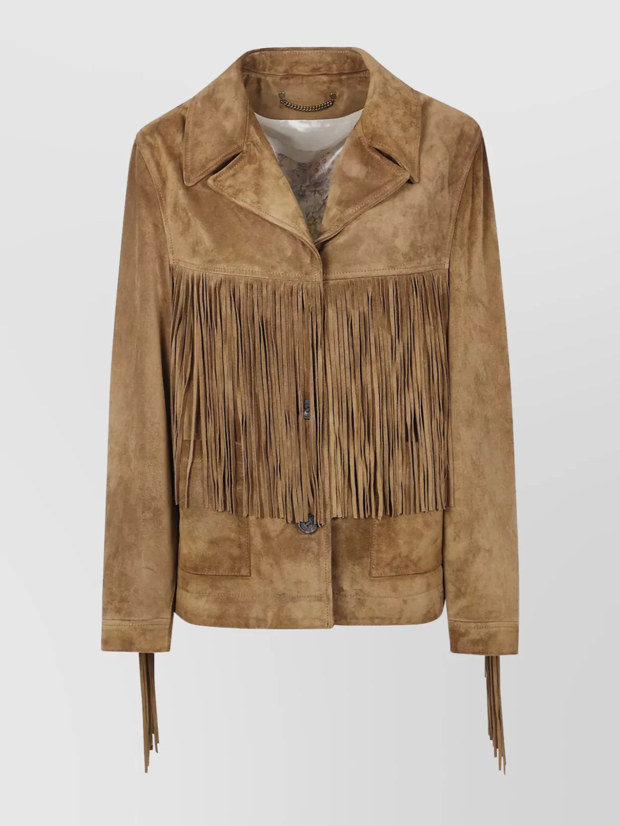 Golden Goose Fringed Leather Jacket With Collar And Suede Texture