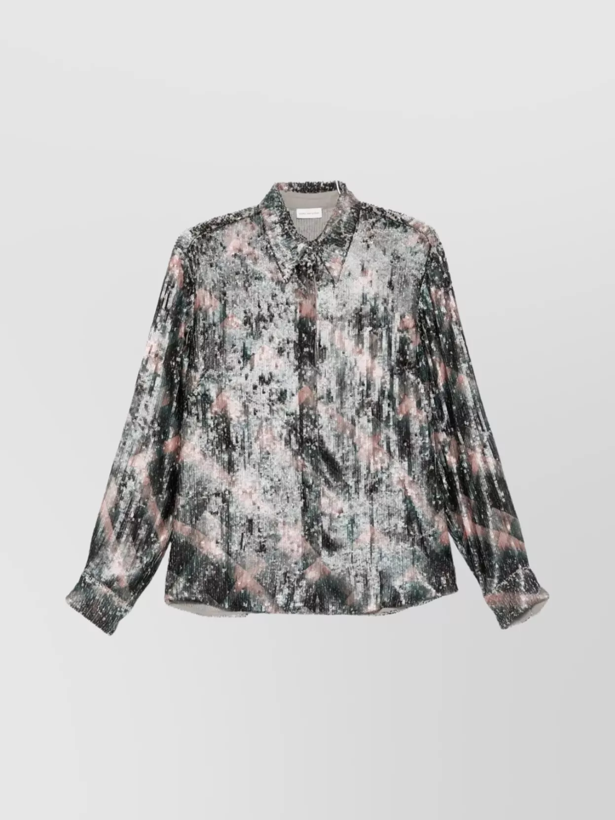 Dries Van Noten Abstract Pattern Long Sleeve Collared Shirt In Multi