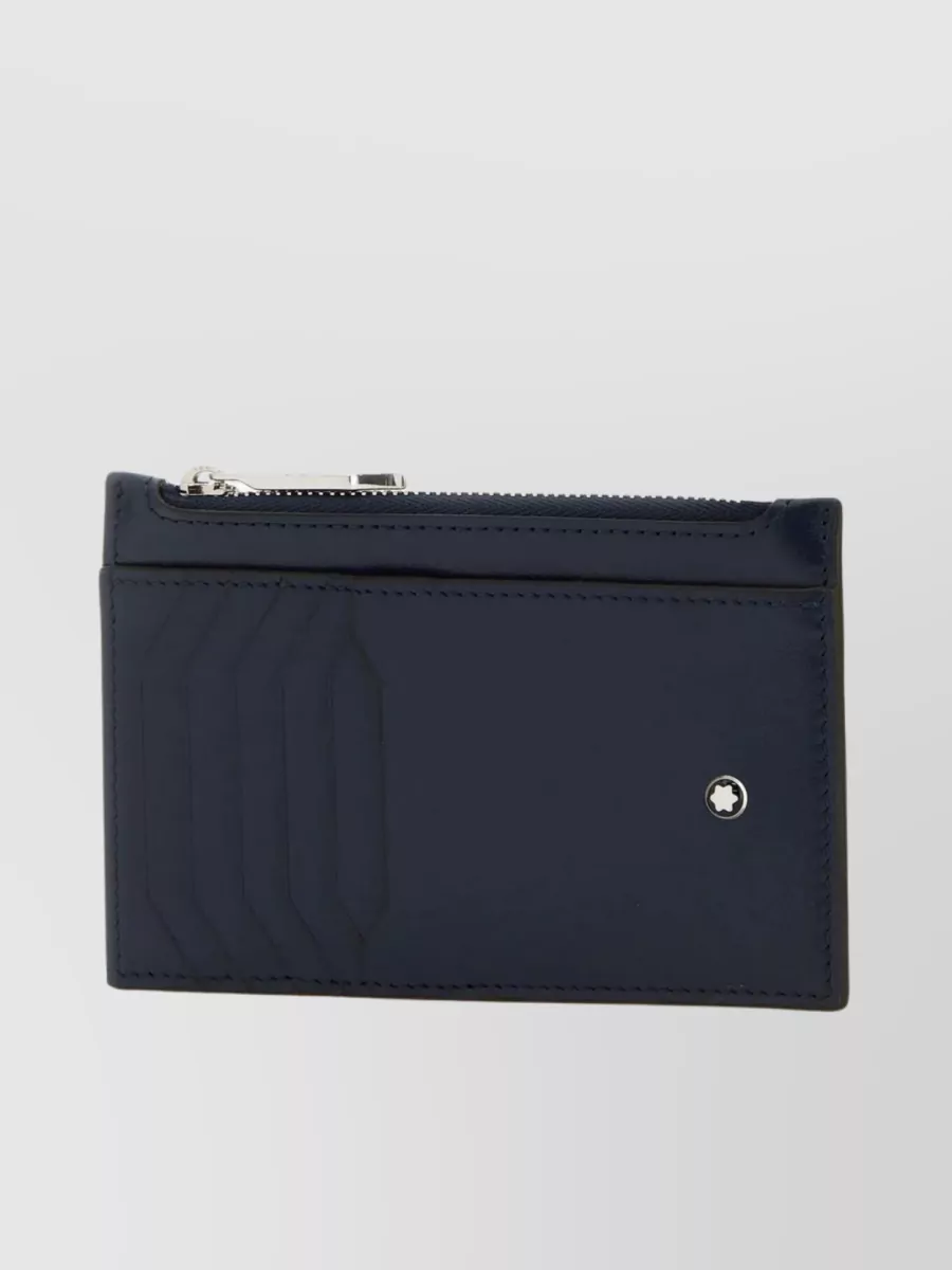 Shop Montblanc Front Pocket Leather Cardholder In Blue