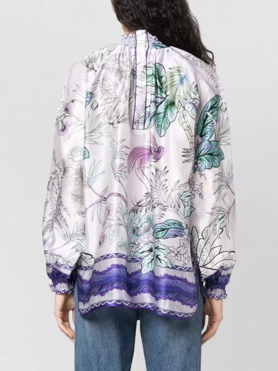 F.r.s For Restless Sleepers Printed Silk High Neck Blouse