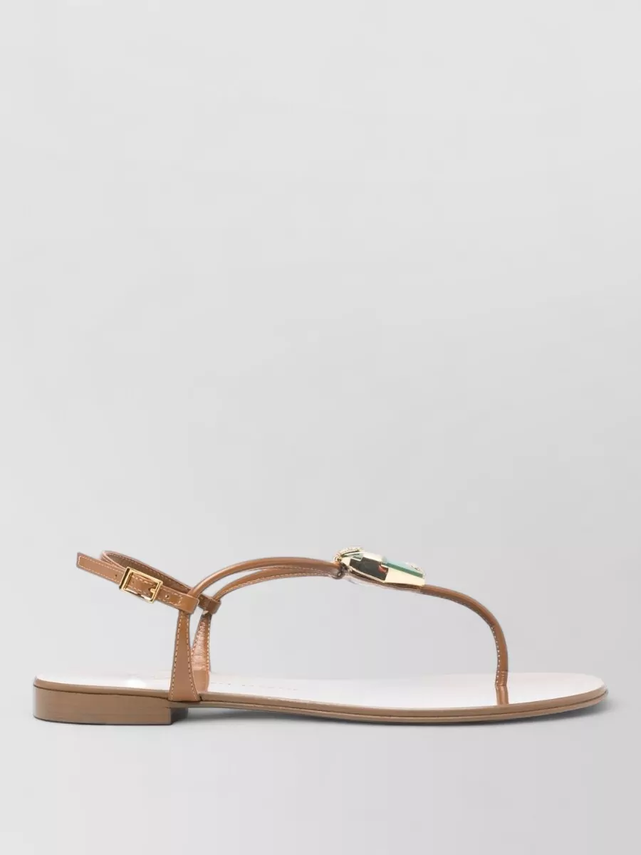 Giuseppe Zanotti Leather Embellished Thong Sandals