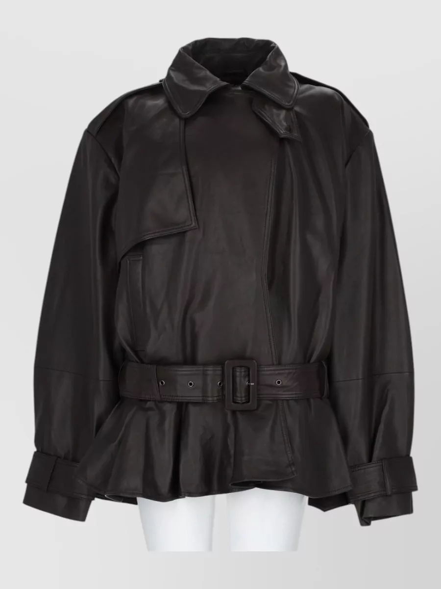 Rotate Leather single-breasted coat