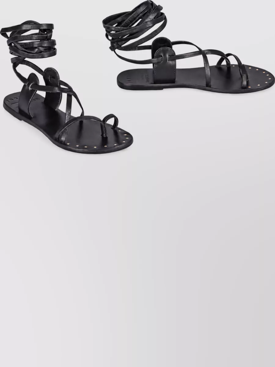 Manebi studded leather tie-up sandals
