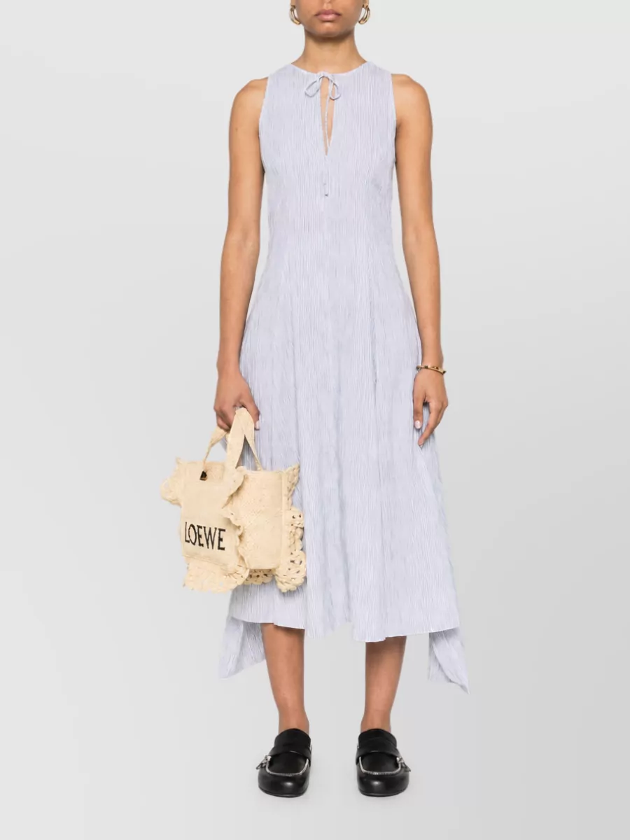 Loewe Paula's Ibiza Cotton Blend Drawstring Handkerchief-Hem Midi Dress