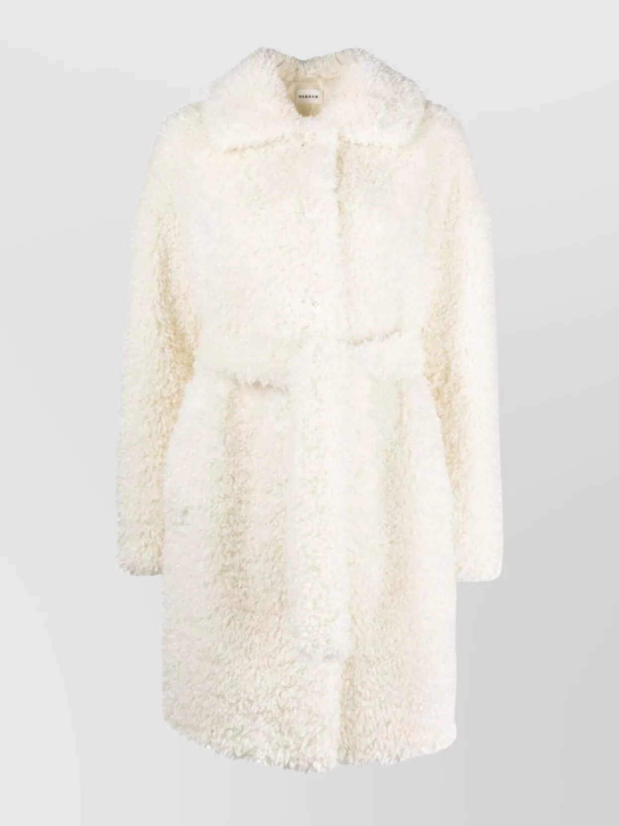 Shop P.a.r.o.s.h Waist Belted Fur Coat In White