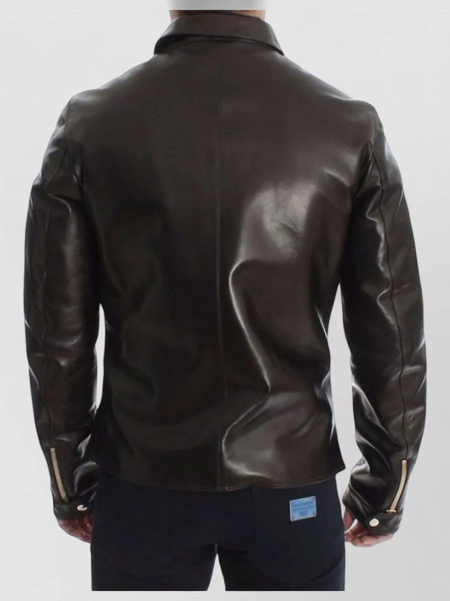 Dolce&Gabbana Lambskin Leather Zipped Jacket