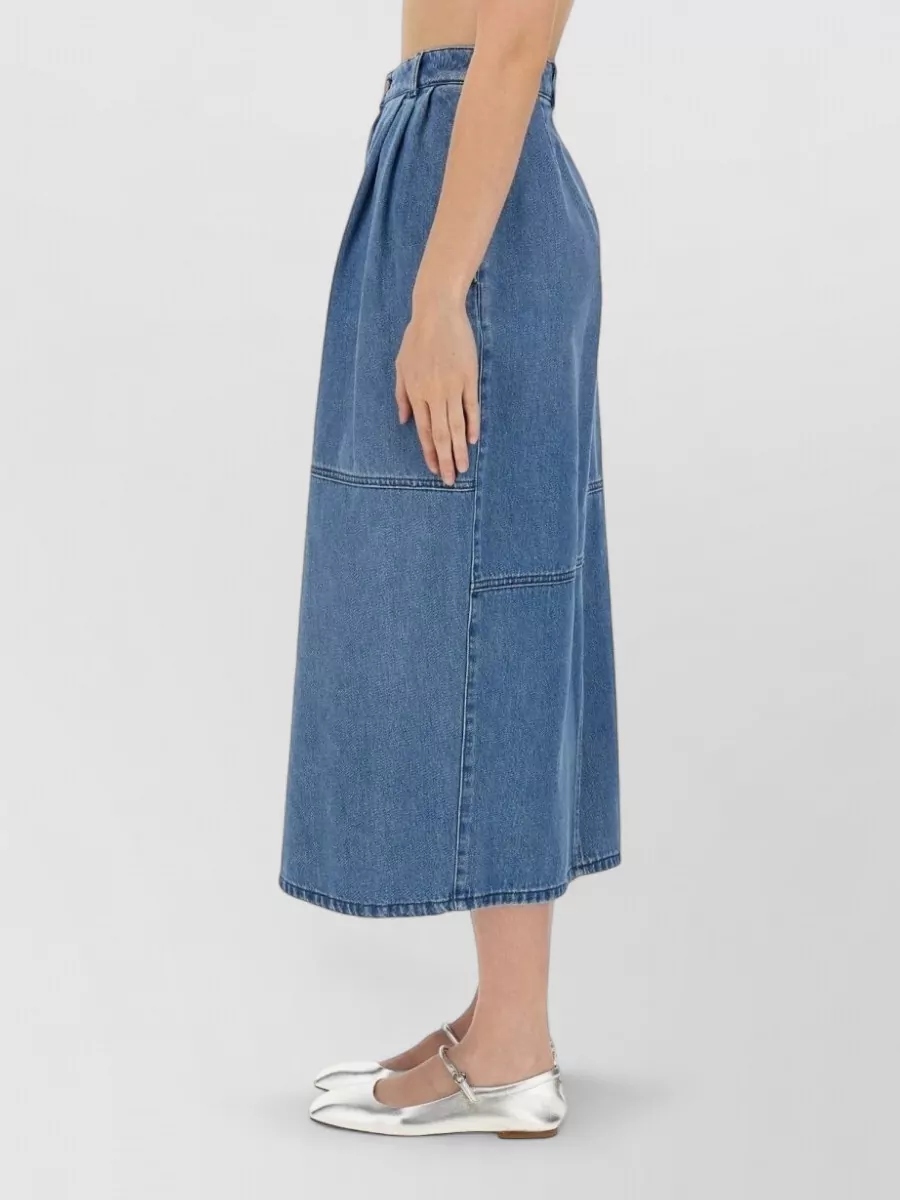 Alysi Cotton Regular-Fit High-Waisted Midi Skirt