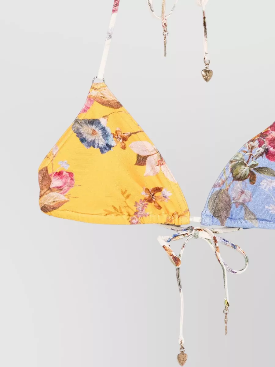 Zimmermann Patience Triangle Bikini Beaded Floral Medium In Multi