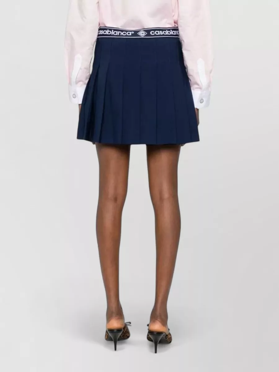 Casablanca Pleated Mini Skirt Flared Silhouette Design