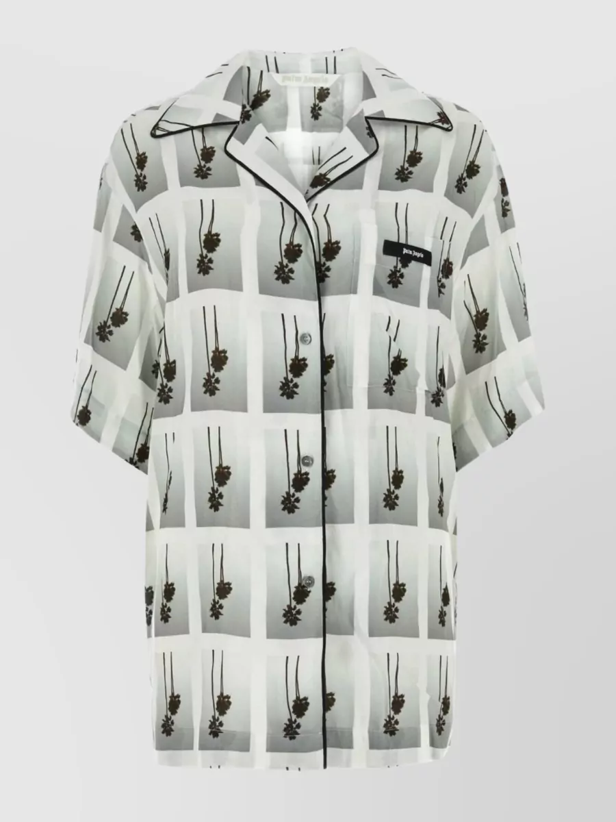 Shop Palm Angels Viscose Printed Sleep Shirt In White