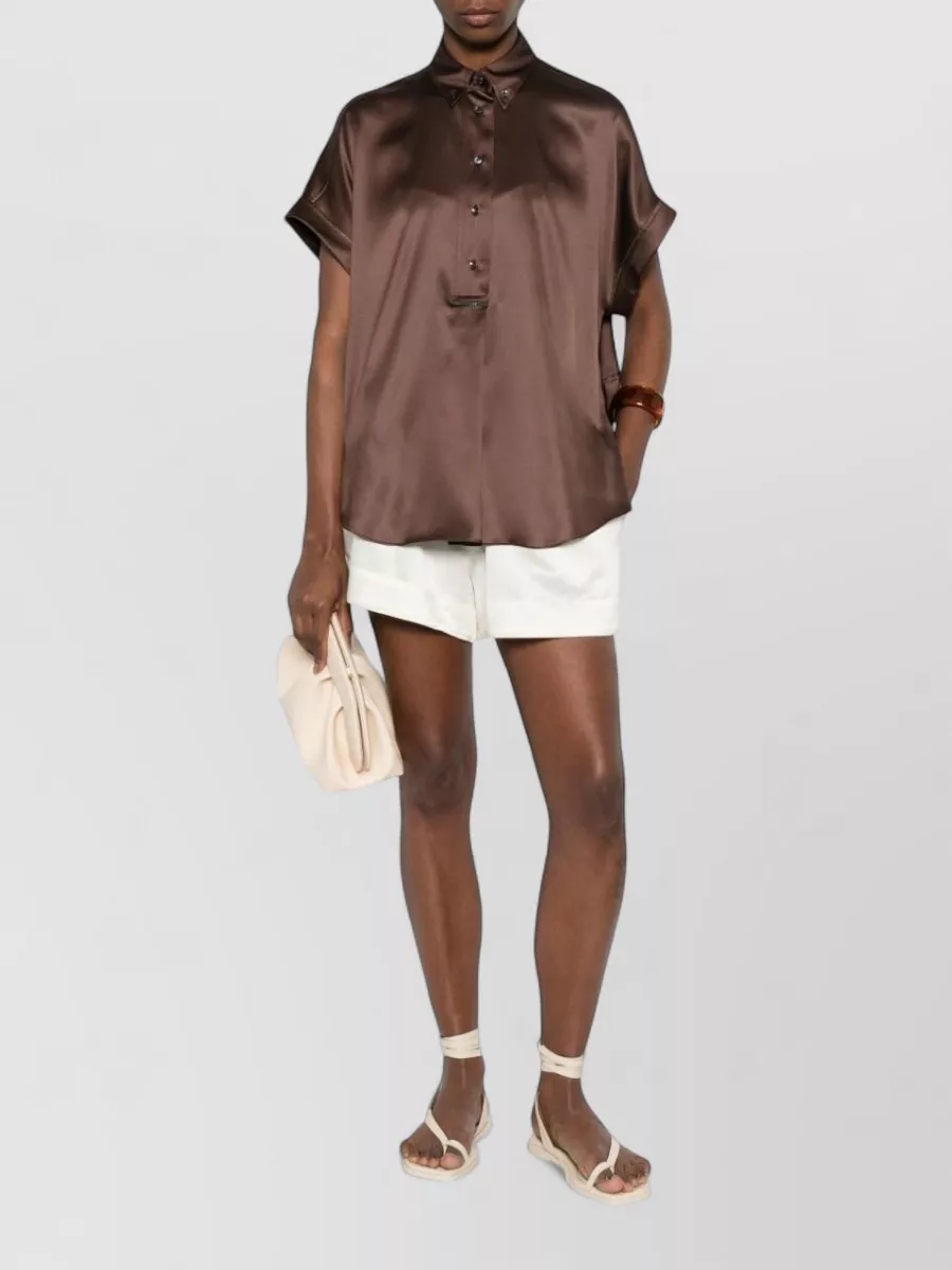 Brunello Cucinelli Silk Short-Sleeve Shirt