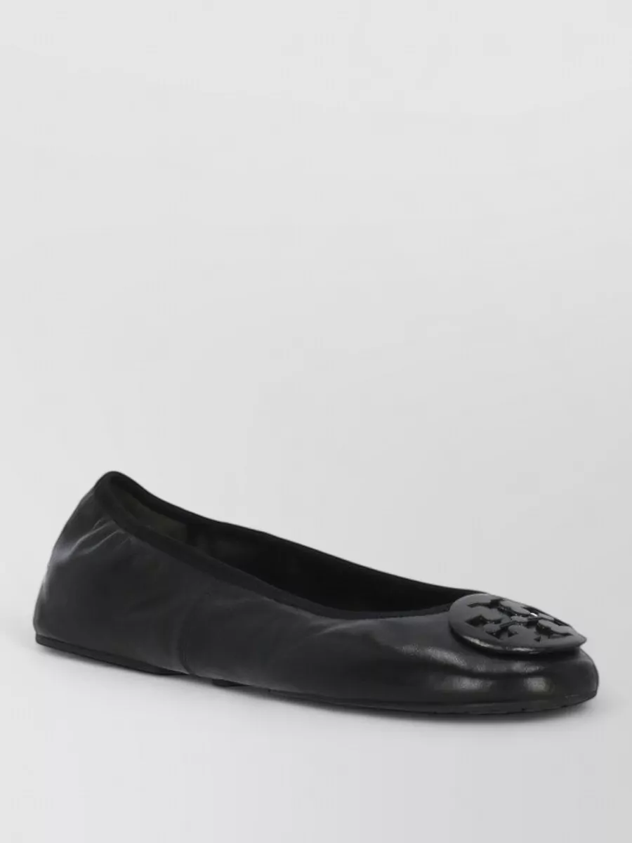 Tory Burch leather logo-buckle ballerina flats