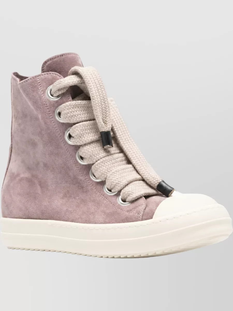 Rick Owens Leather High-Top Lace-Up Sneakers