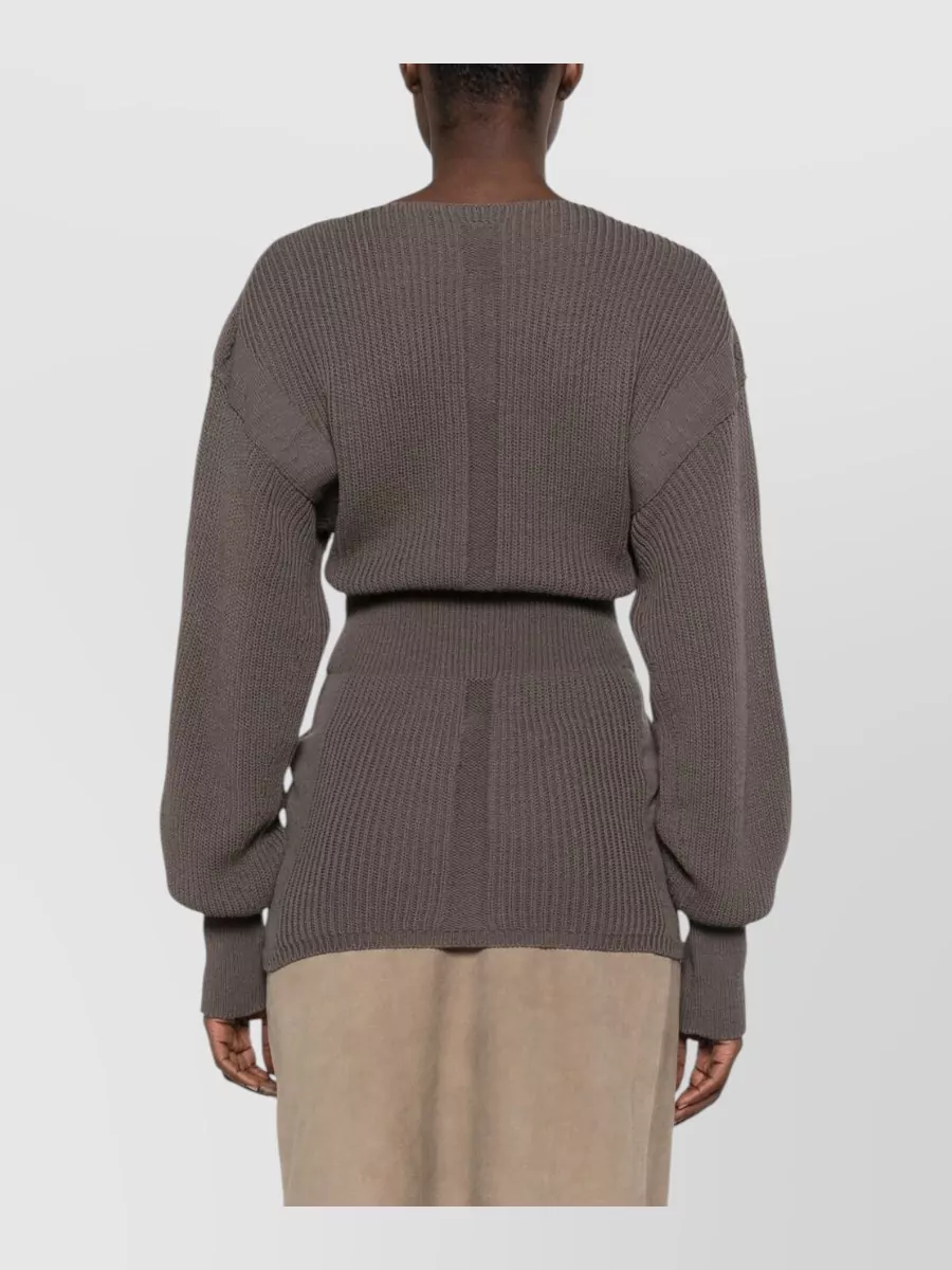 Rick Owens Ribbed Wool Boat Neck Long-Sleeve Sweater