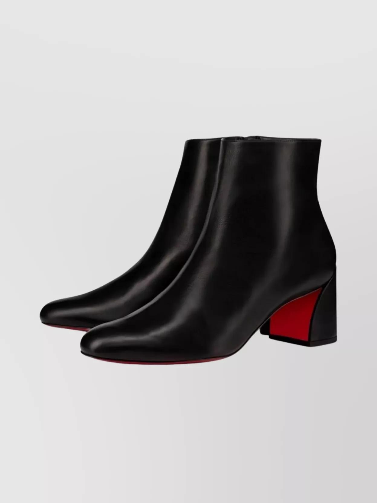Christian Louboutin Turela Leather Side-zip Red Sole Booties In Black
