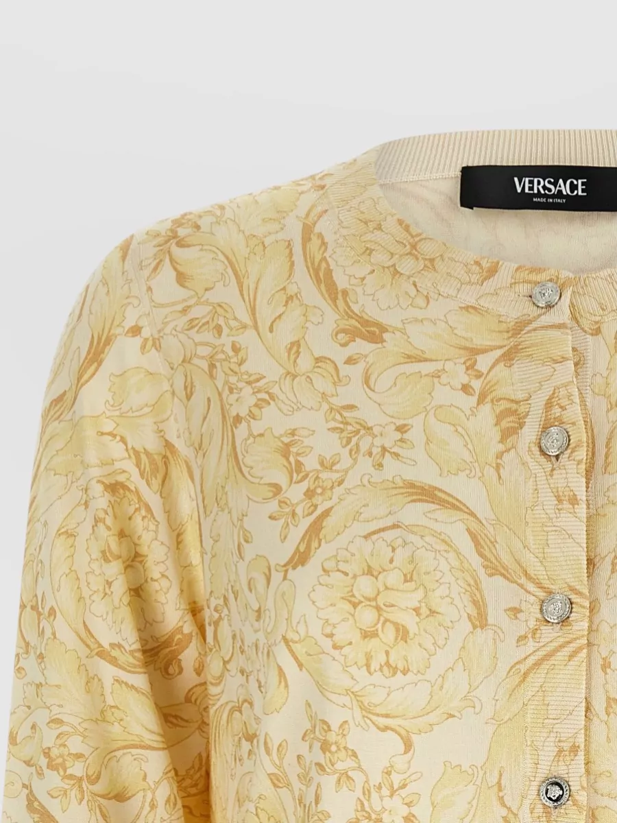 Versace Silk Printed Crew-Neck Long-Sleeve Cardigan