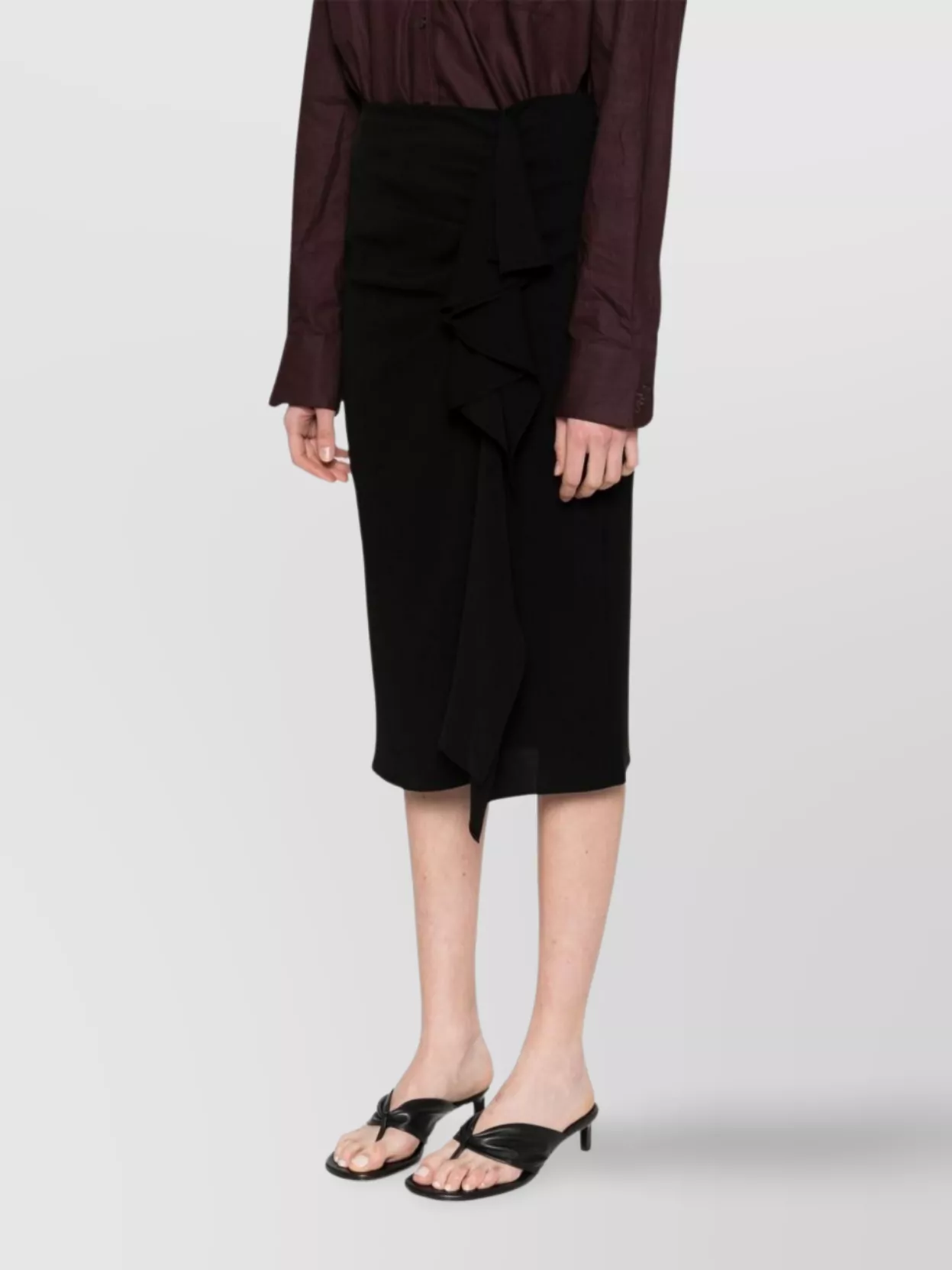 Max Mara High-waisted Ruffle Detail Midi Skirt In Black