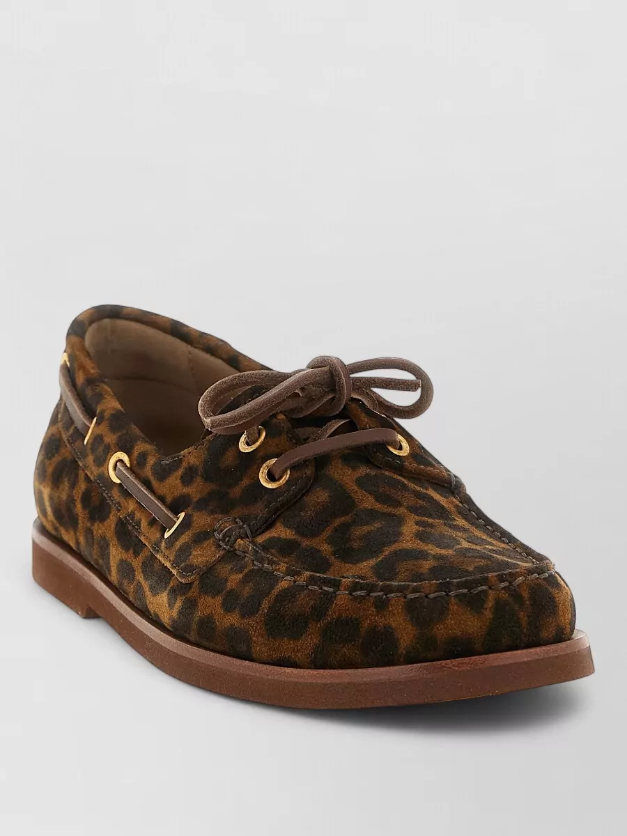 Gianvito Rossi leopard-print leather boat shoes