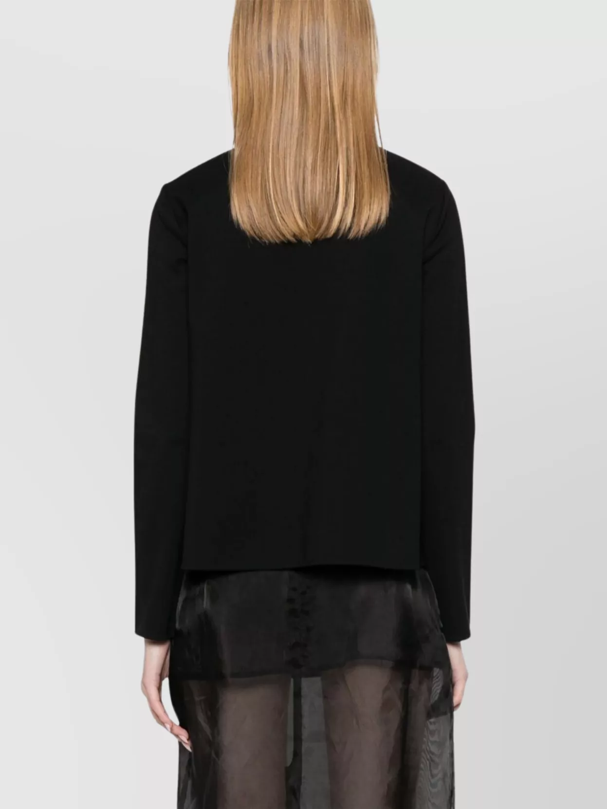 Shop Emporio Armani Sheer Detail Boat Neck Knit Sweater