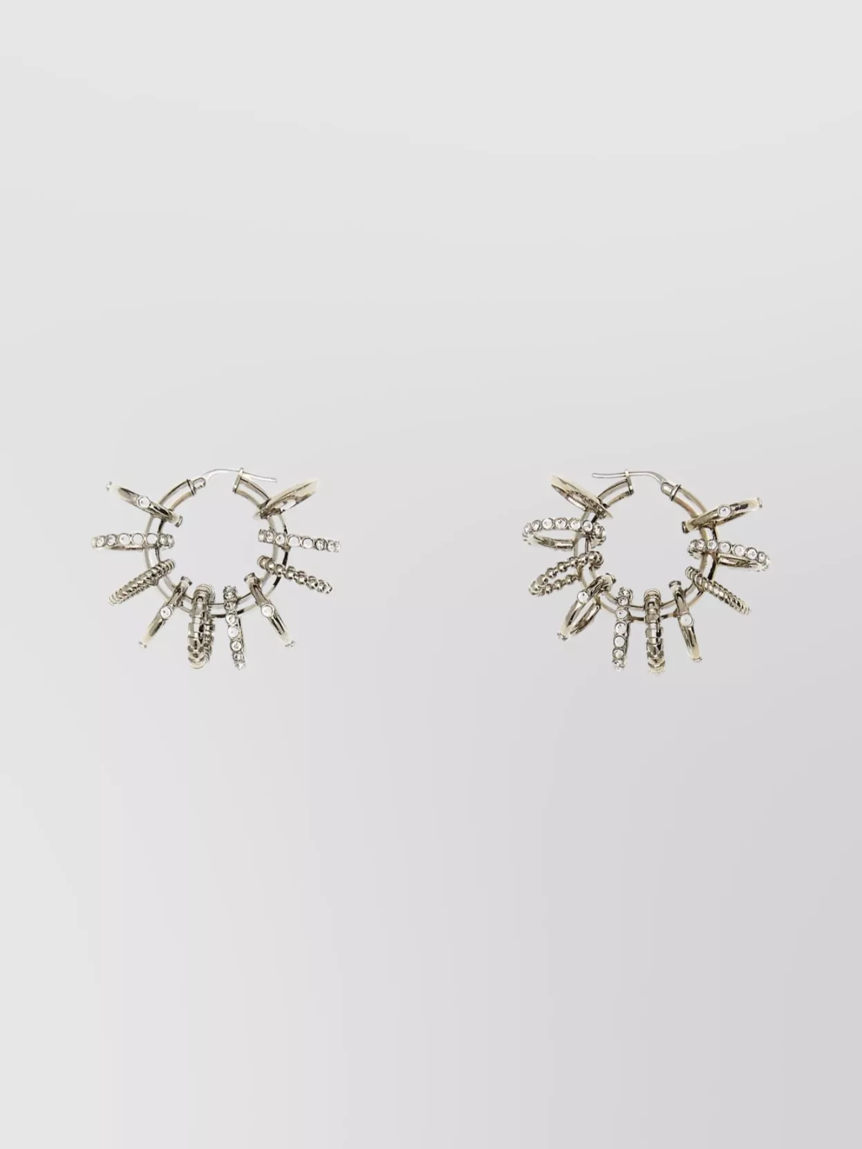Shop Amina Muaddi Metallic Multi Ring Earrings In White