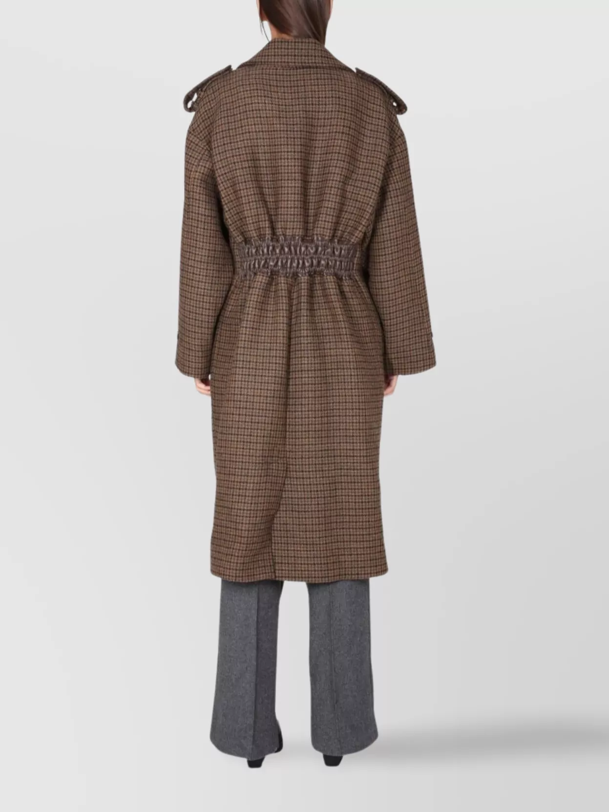THE MANNEI CHECKERED DOUBLE-BREASTED COAT BUTTON DETAILING