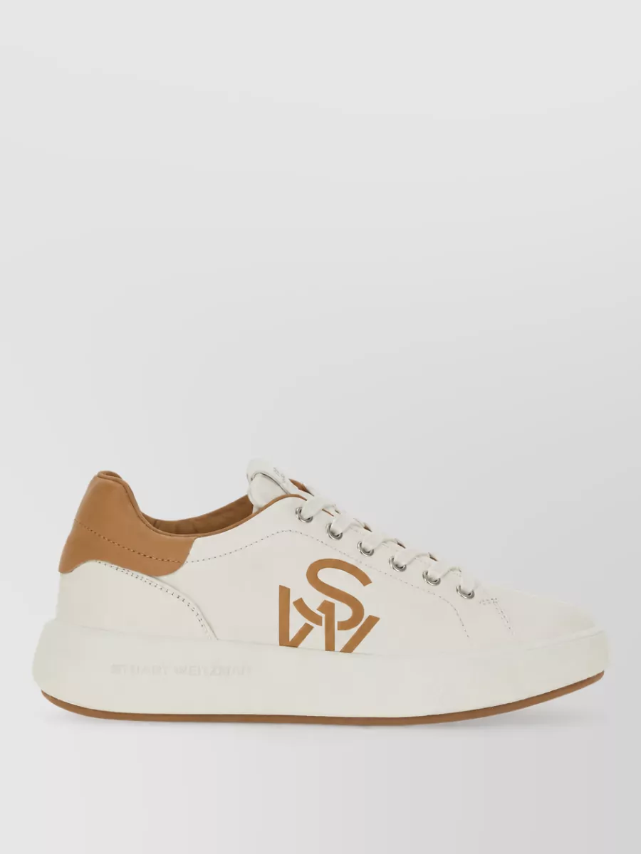 Stuart Weitzman Leather Lace-Up Sneakers