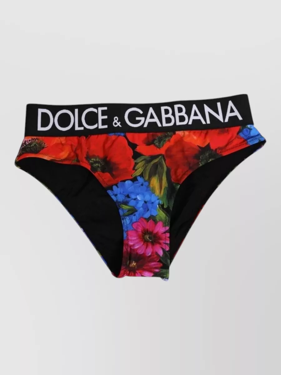 Dolce&Gabbana Floral-print high-waist bikini bottoms