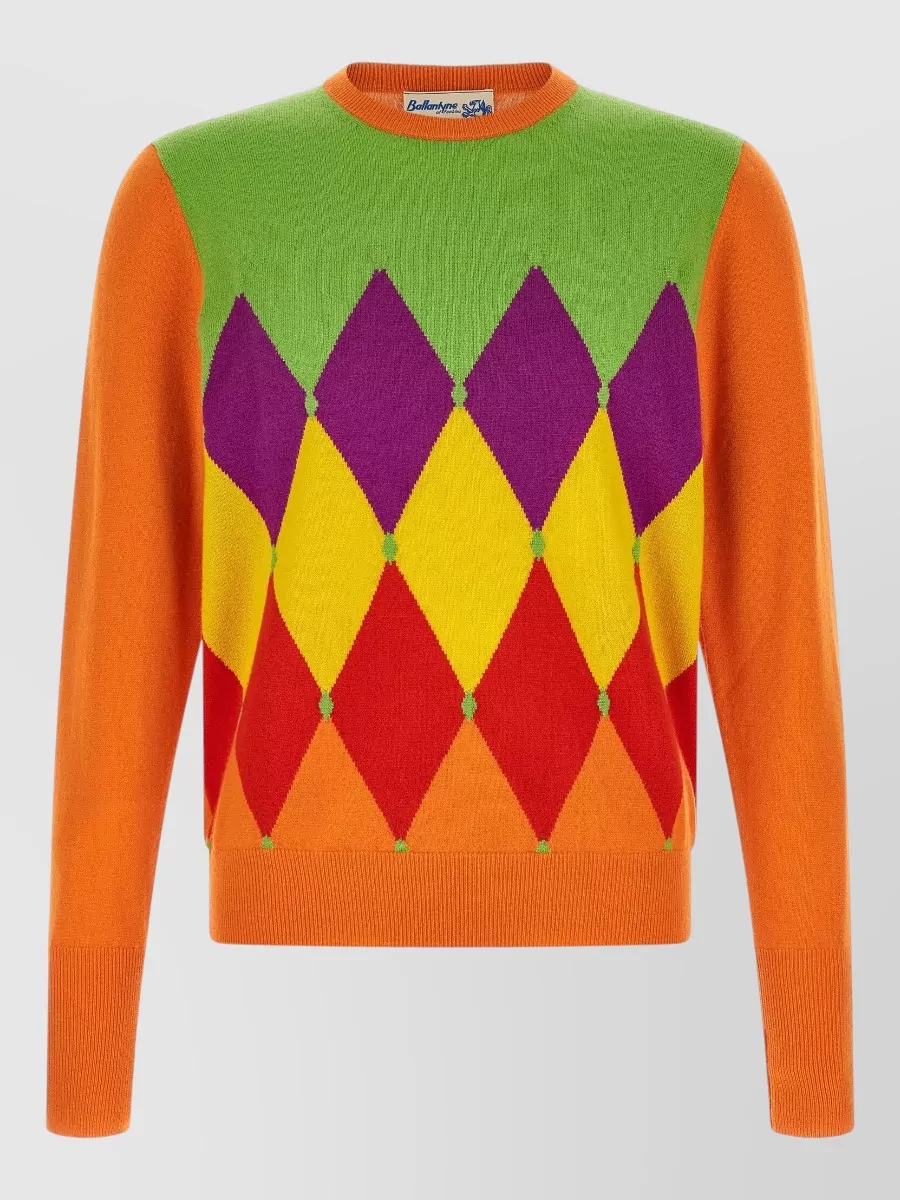 Ballantyne cashmere diamond intarsia crew neck sweater