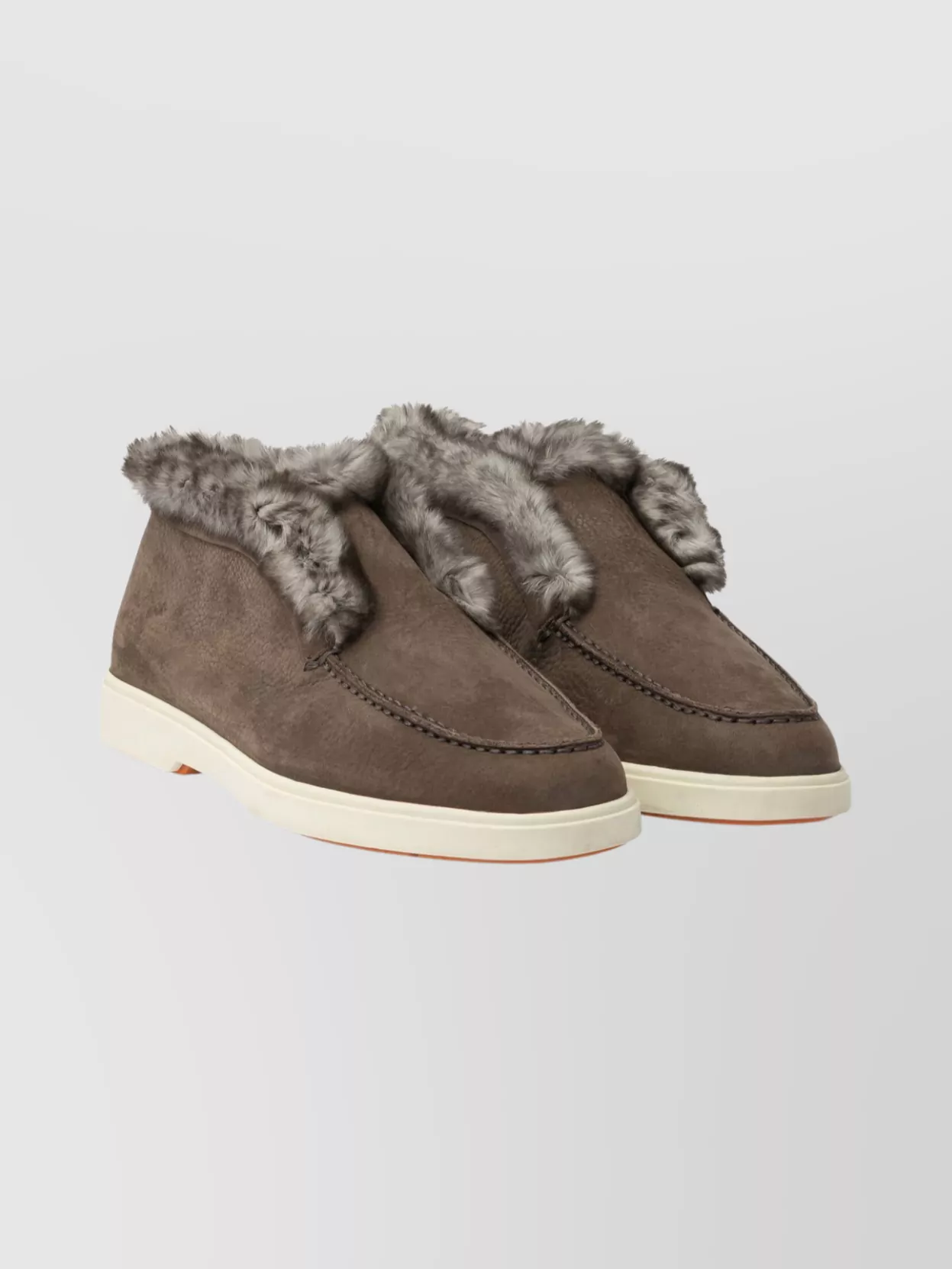 Santoni Hadeel Textured Loafers Round Toe In Brown