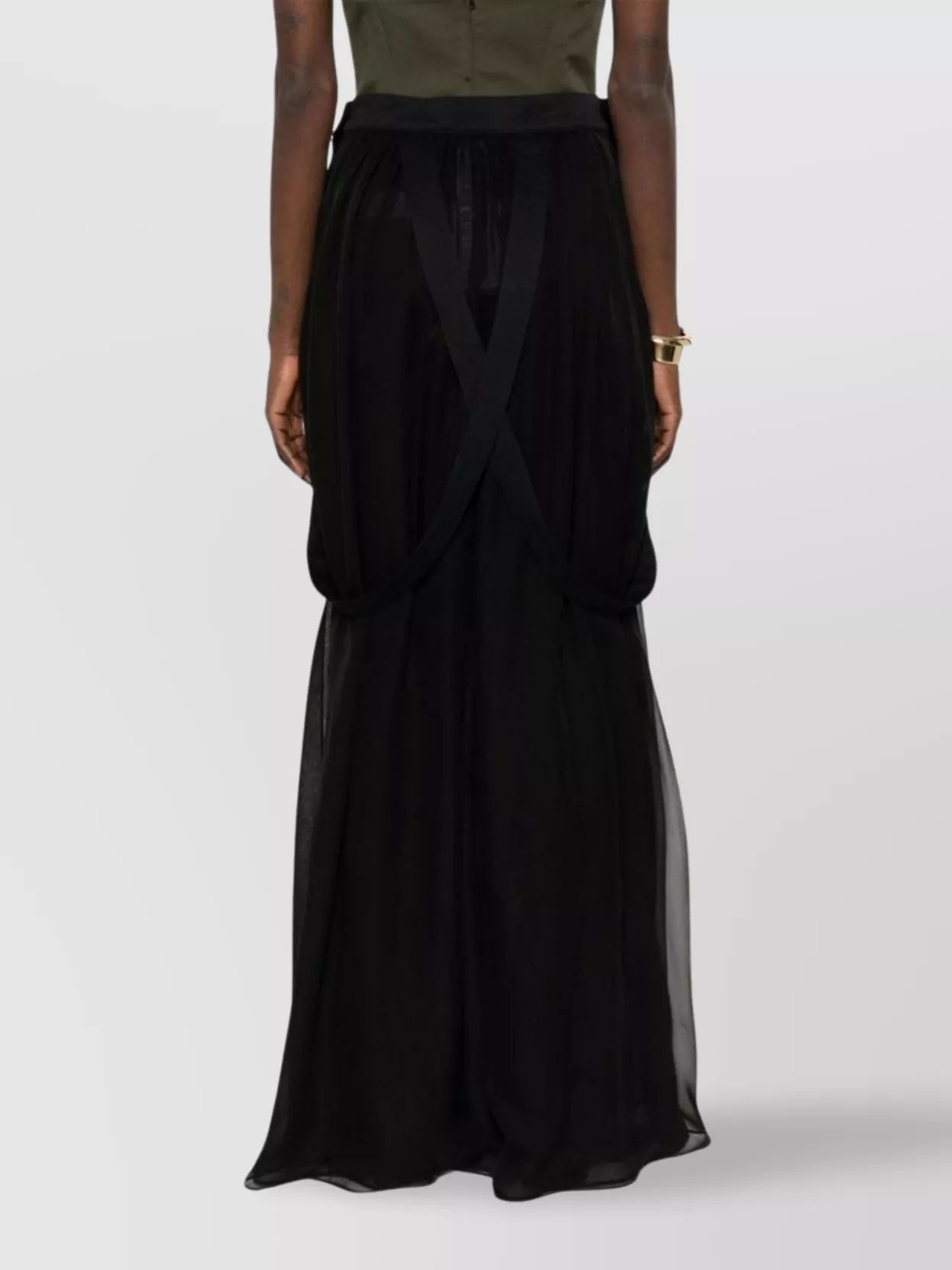 Max Mara Long Silk Chiffon Skirt With High Waist
