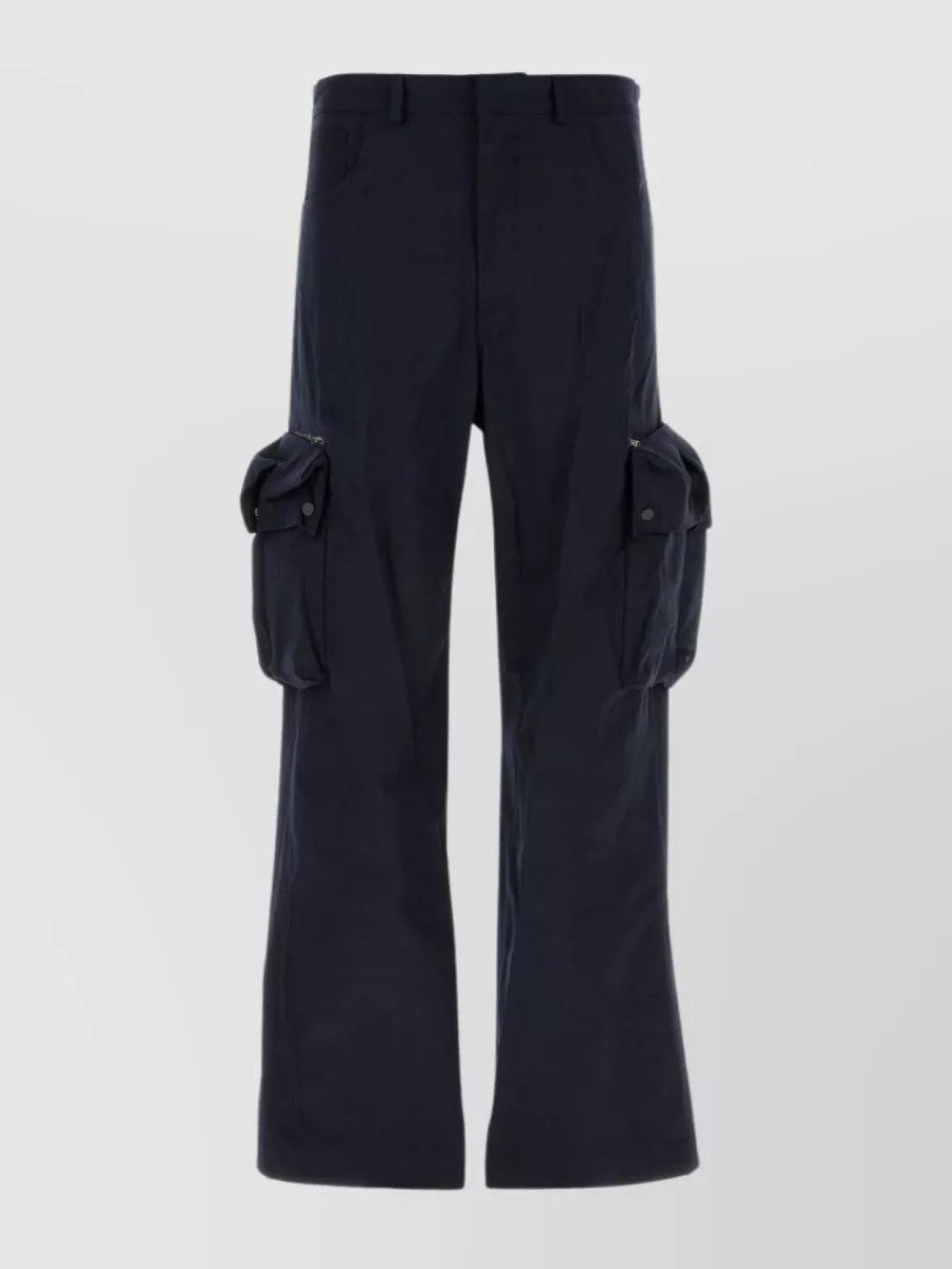 Shop Botter Stretch Cotton Cargo Pant With Wide-leg Design In Blue