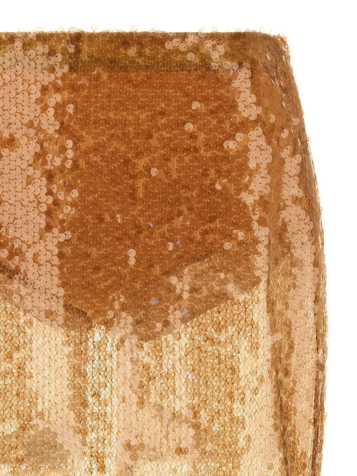 Elisabetta Franchi Sequin Embellished High Waist Skirt In Gold