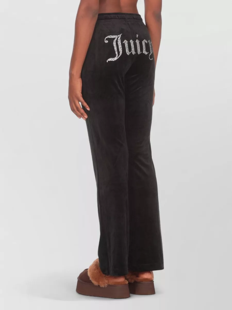 Juicy Couture Velvet Rhinestone-Embellished Bootcut Track Pants