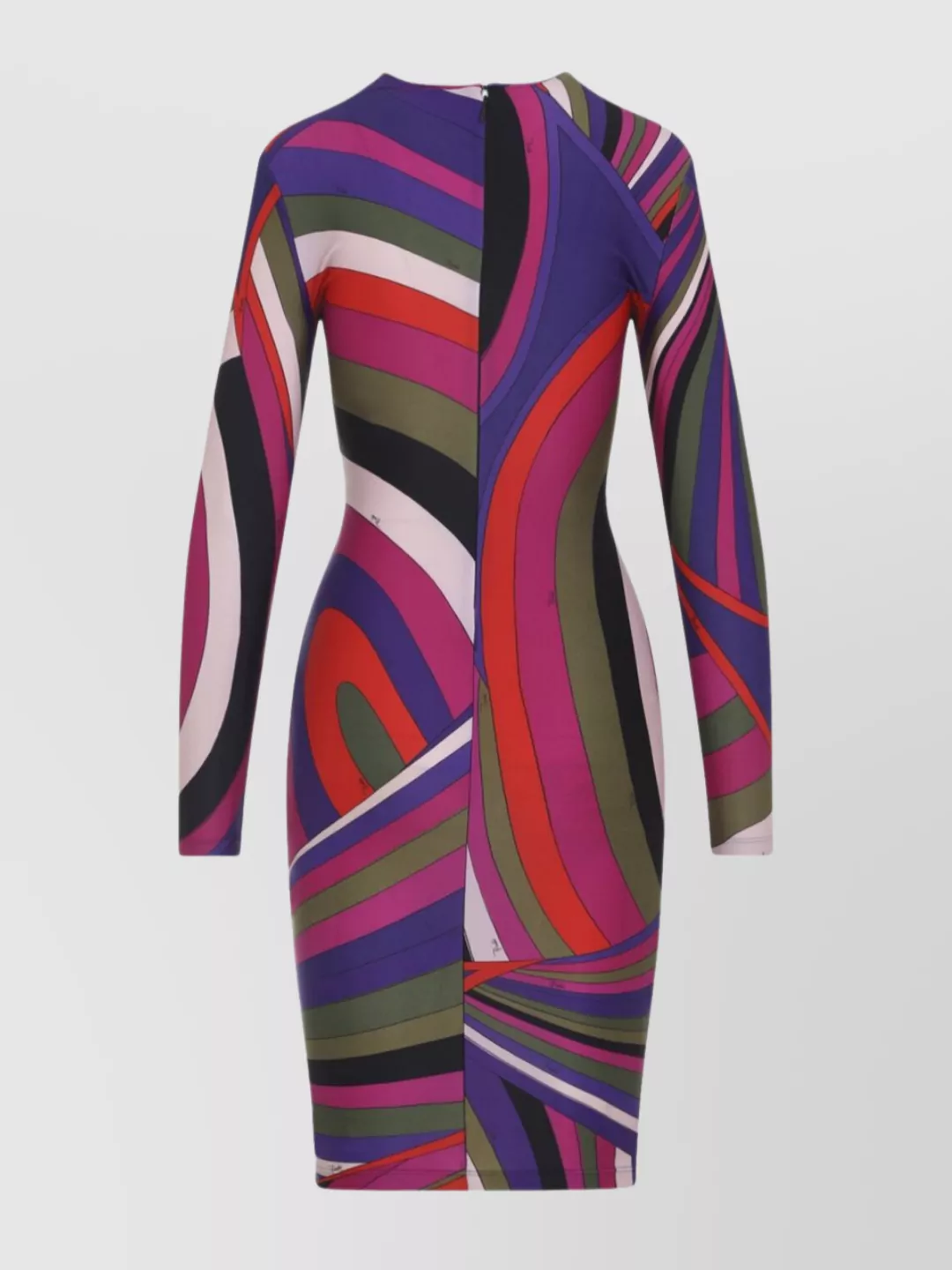 Pucci Fitted Long Sleeve Midi Dress Style In Multi