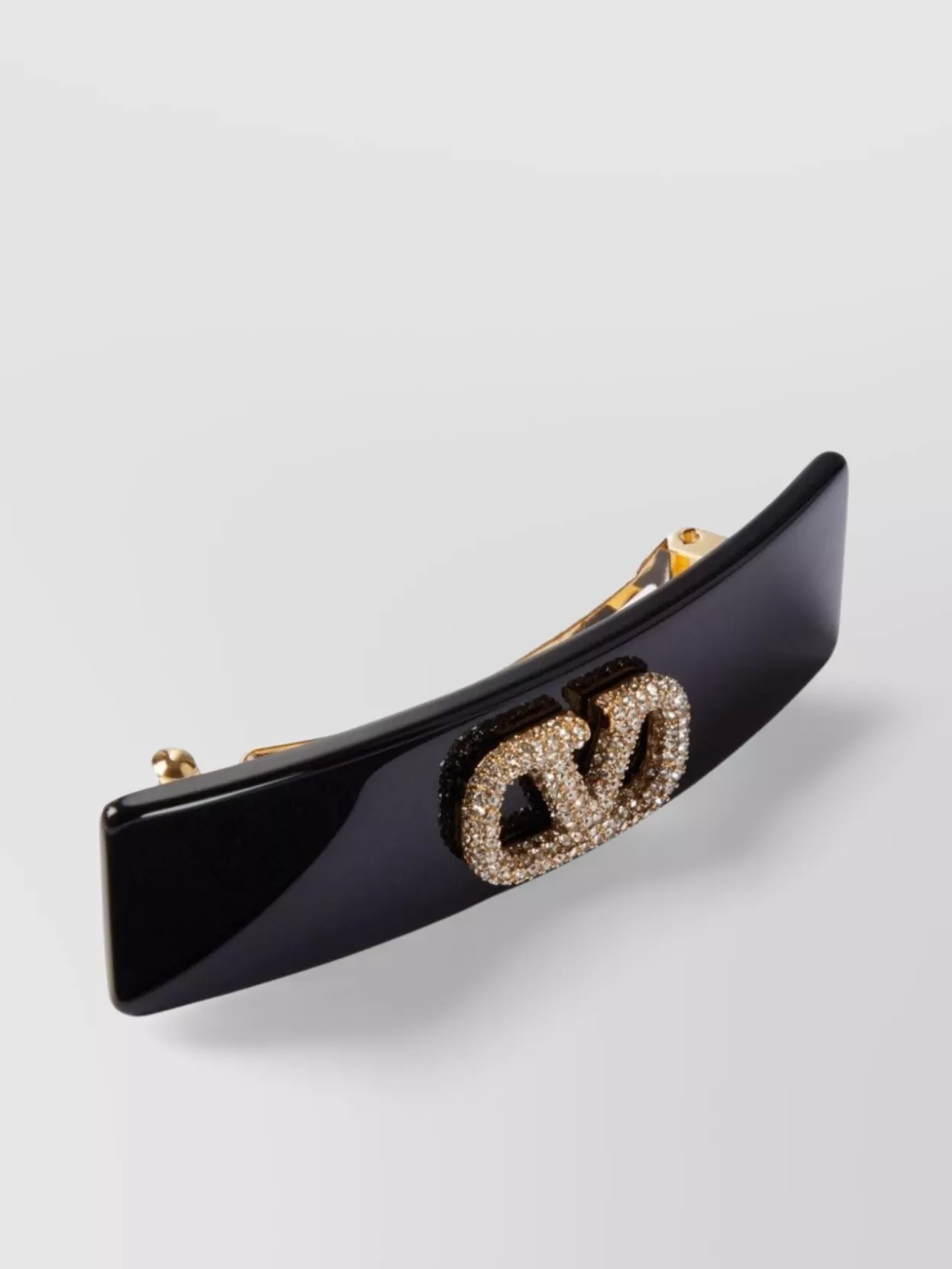 Valentino Black Acetate Vlogo Hair Clip