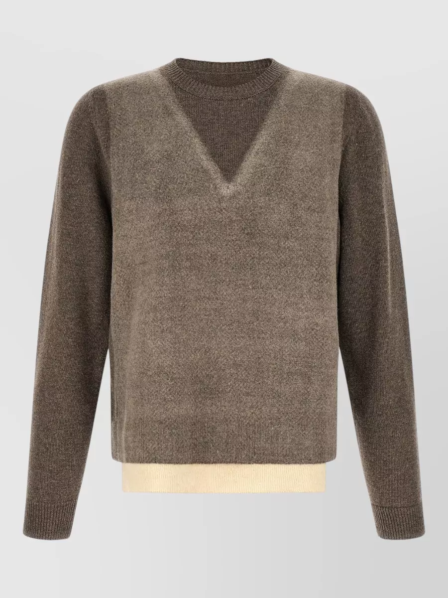 Maison Margiela Virgin wool trompe loeil v neck crew neck sweater
