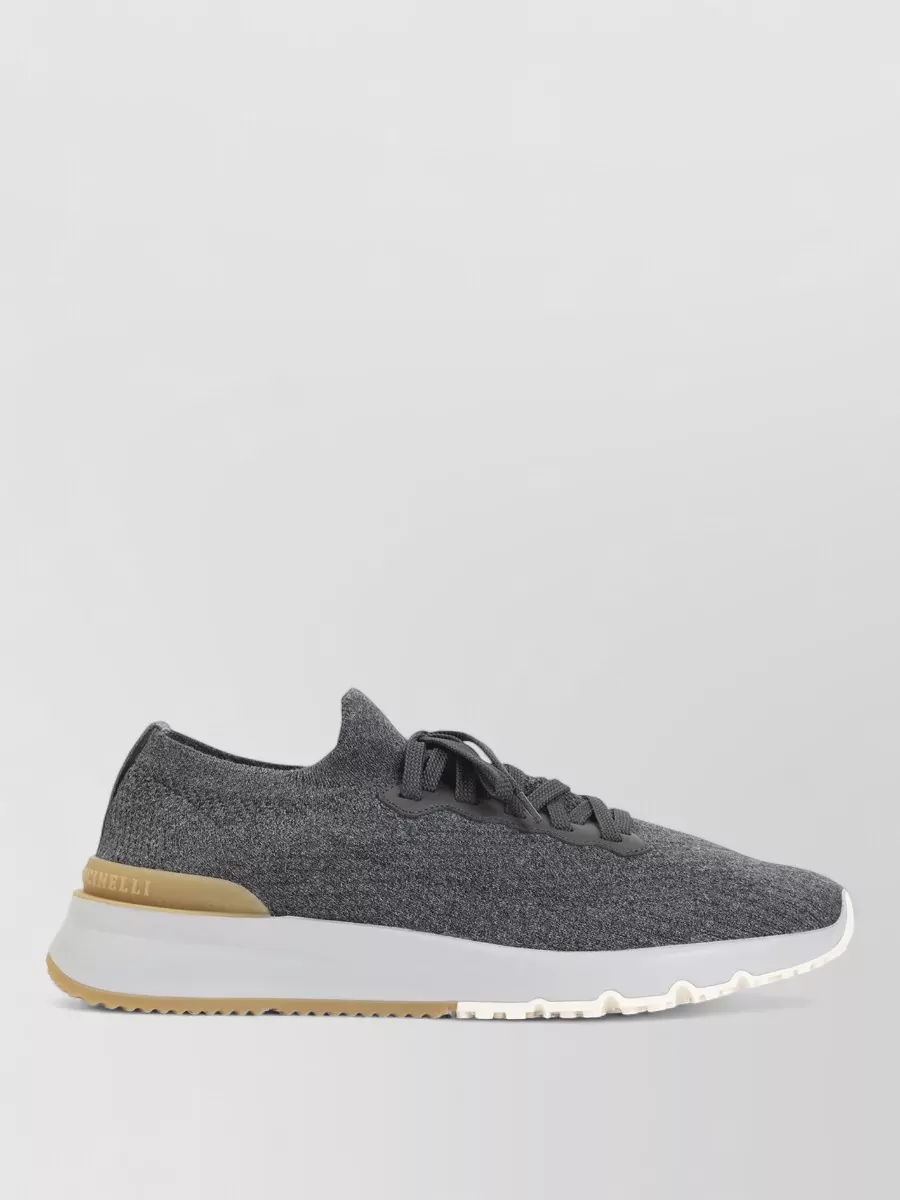 Brunello Cucinelli cotton knit lace-up sneakers
