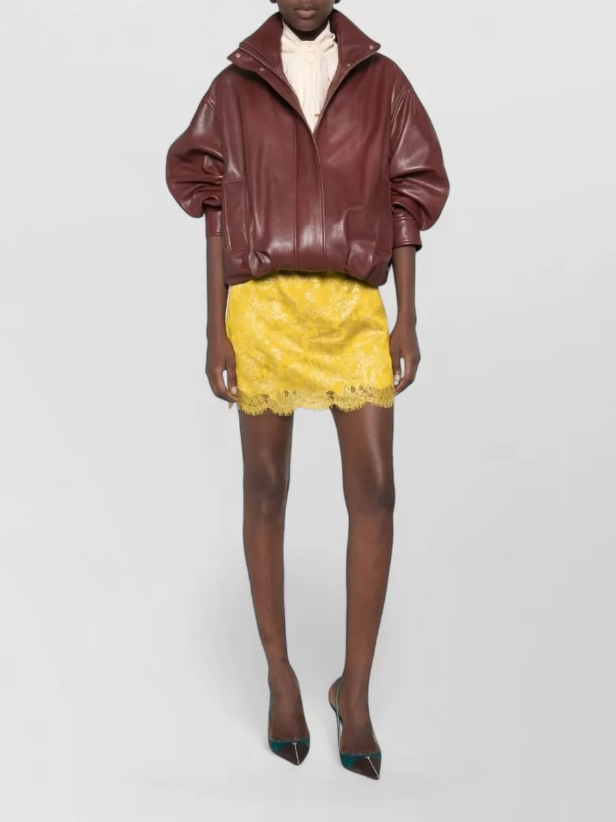 Saint Laurent Floral Jacquard Lace-Trim Mini Skirt