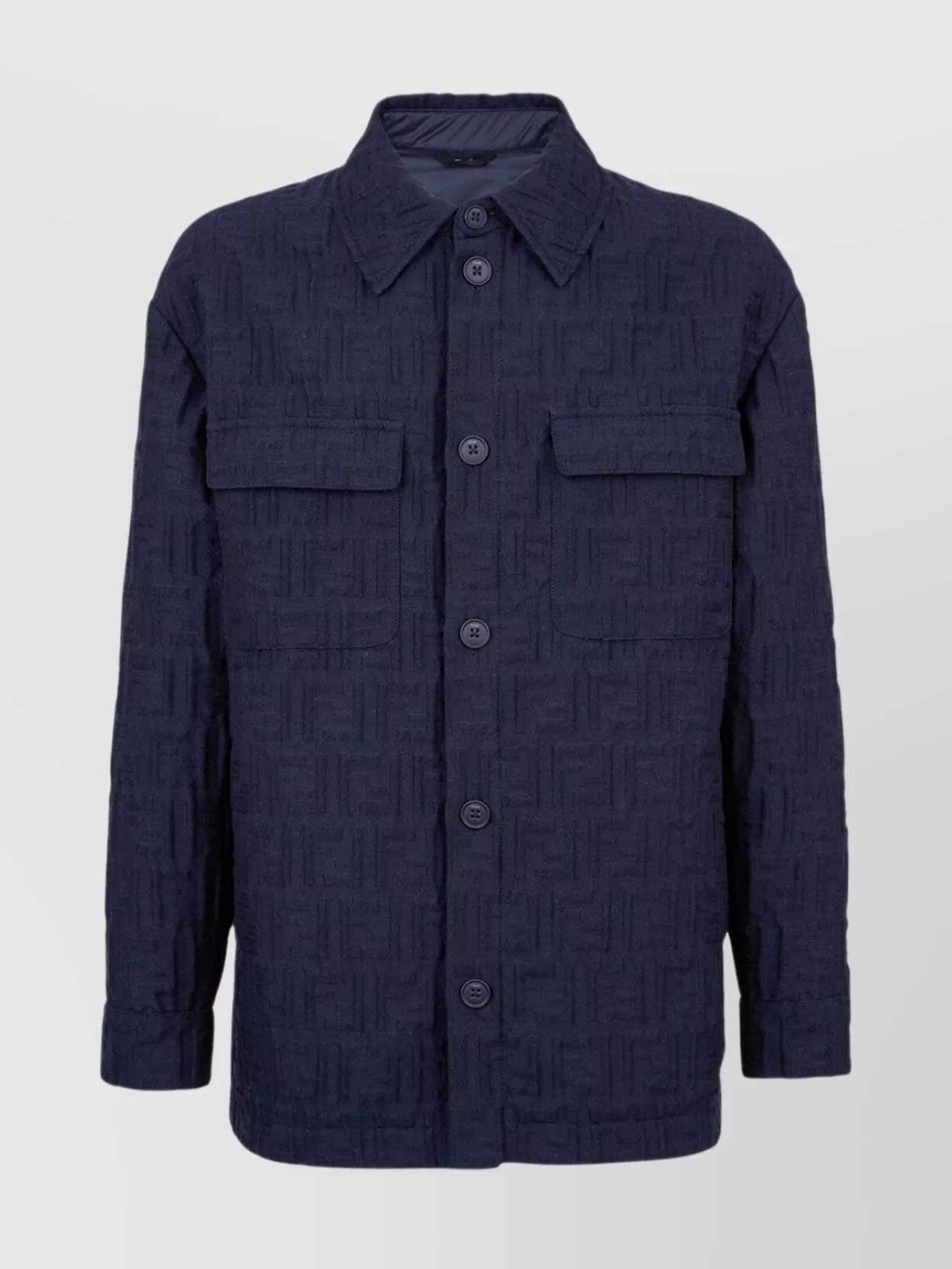 Shop Fendi Textured Fabric Utility Jacket In Blue