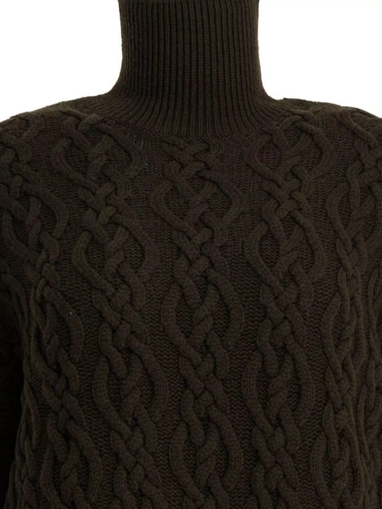 Max Mara Cashmere And Wool Turtleneck Cable Knit Dress In Brown