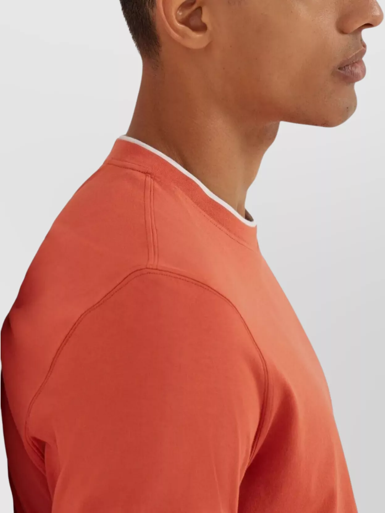Brunello Cucinelli Cotton Jersey Crew Neck T-shirt With Faux-layering Clothing In Orange