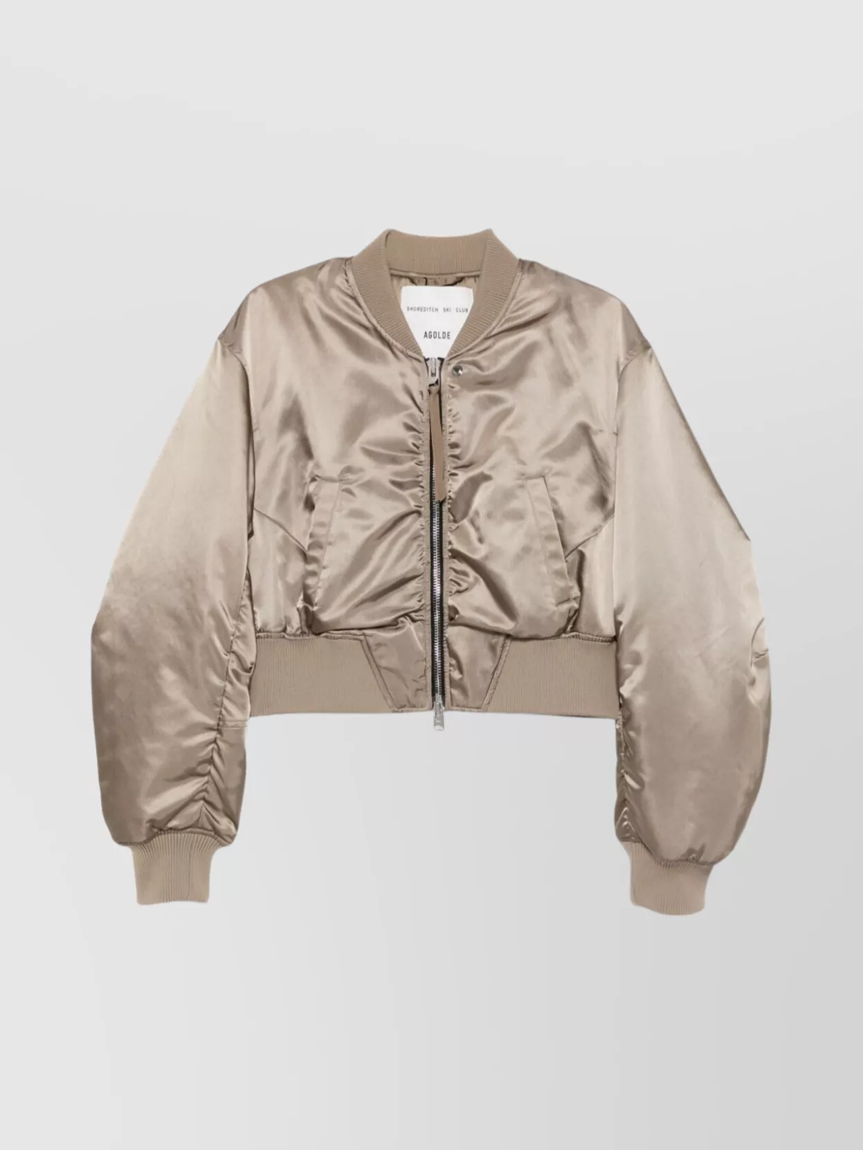 Agolde Satin Finish Bomber Jacket With Ribbed Hem